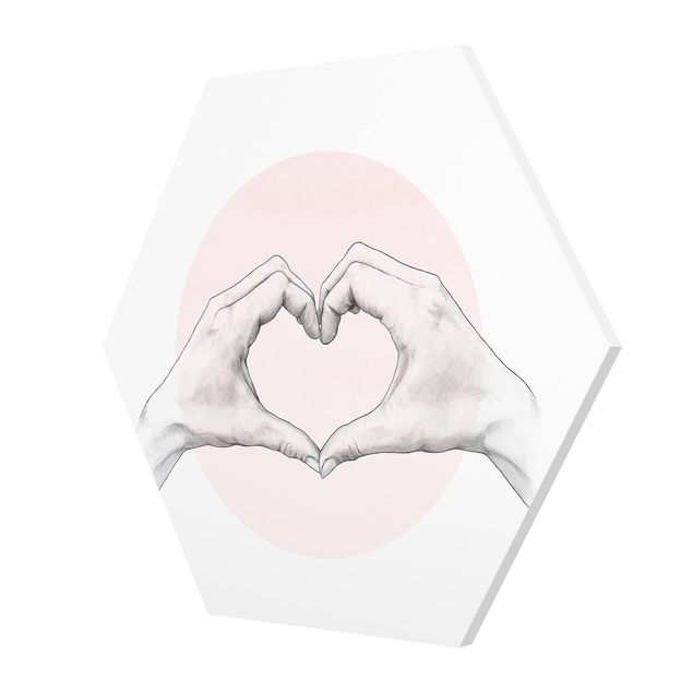 Miłość obrazy Ilustracja Serce Dłonie Koło Różowy Biały