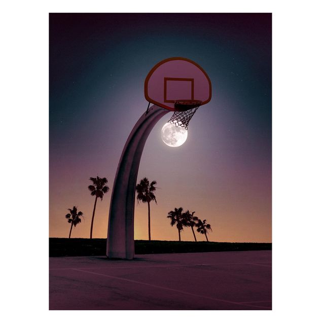 Nowoczesne obrazy do salonu Basketball z księżycem