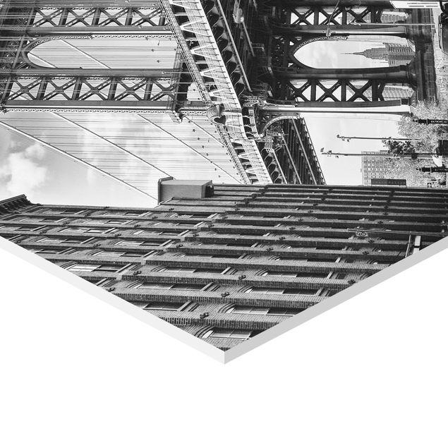Sześciokątny obraz Most Manhattan w Ameryce