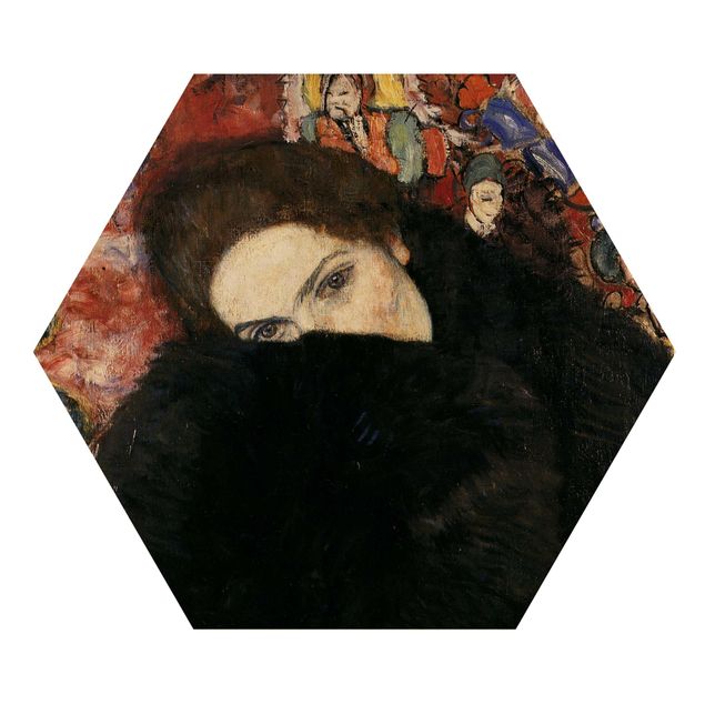 Obrazy z drewna Gustav Klimt - Dama z mufką