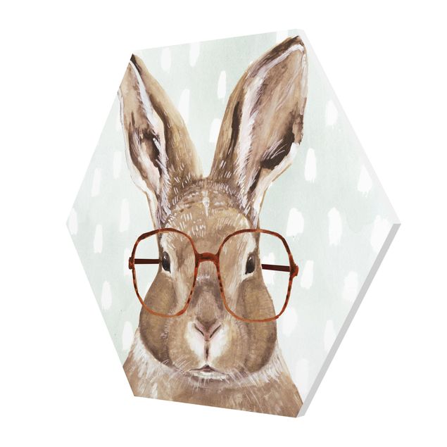 Sześciokątny obraz Brillowane zwierzęta - królik