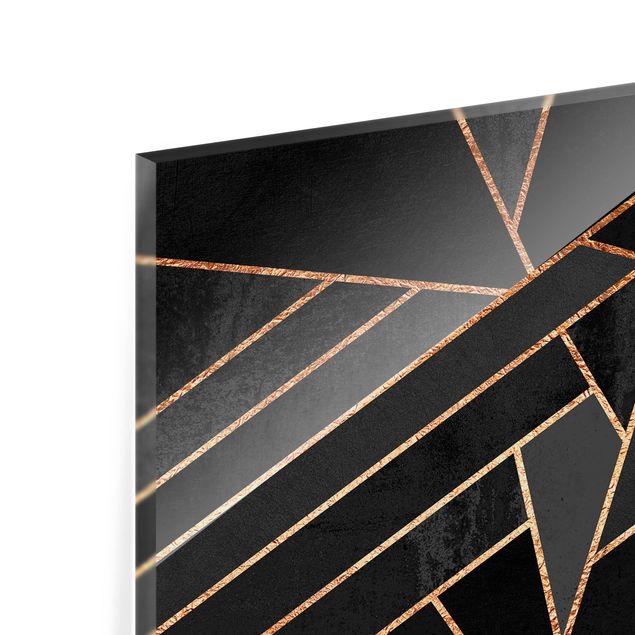 Panel szklany do kuchni - Czarne trójkąty złote