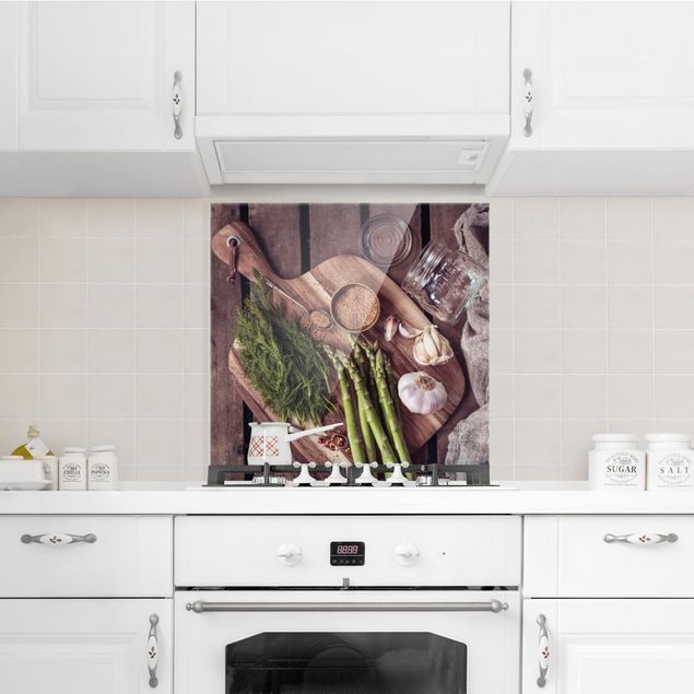 Panele szklane do kuchni Asparagus Rustic