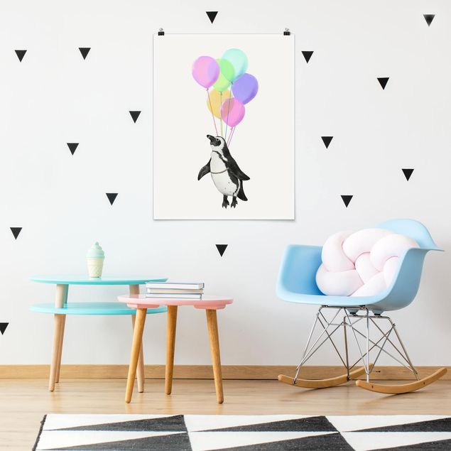 Dekoracja do kuchni Ilustracja pastelowych balonów w kształcie pingwina