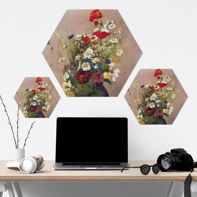 Obraz heksagonalny z Forex - Odilon Redon - Wazon na kwiaty z makami