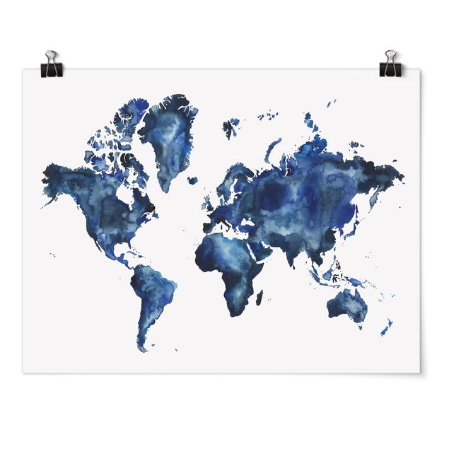 Niebieskie obrazy Wodna mapa świata światło