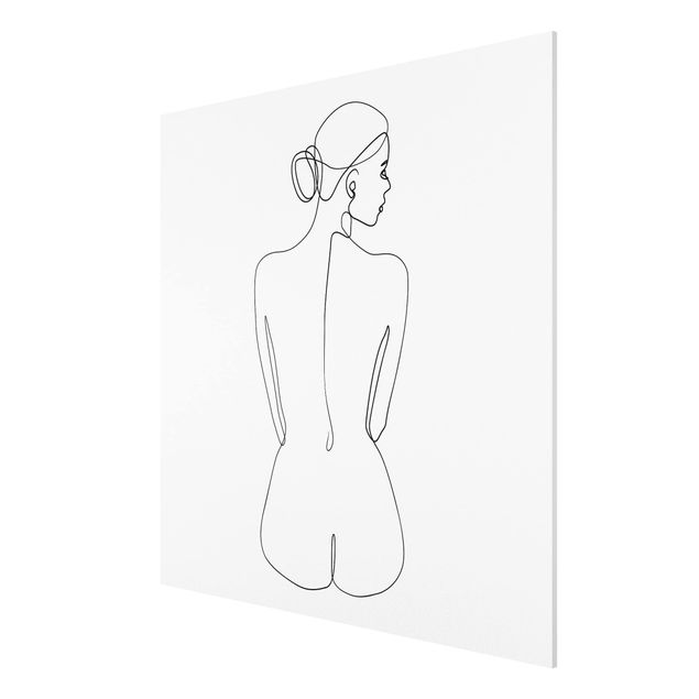 Obrazy nowoczesne Line Art Naga kobieta z tyłu czarno-biały