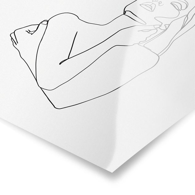 Plakaty czarno białe Line Art Kobieta górna część ciała czarno-biały