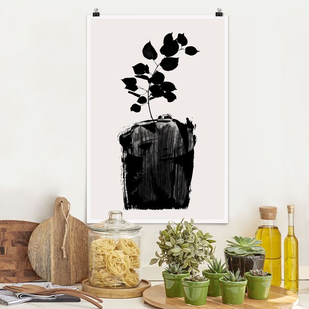 Dekoracja do kuchni Graficzny świat roślin - czarne liście