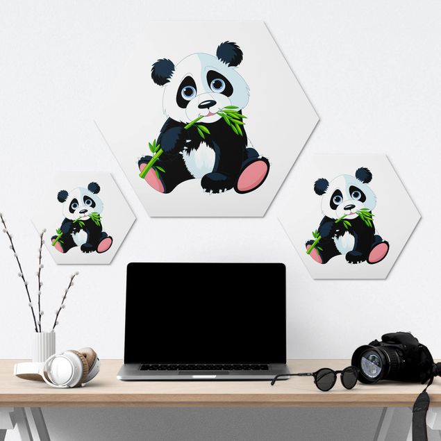 Obraz heksagonalny z Alu-Dibond - Snacking Panda