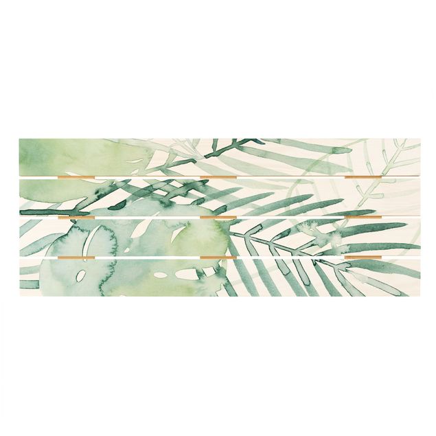 Obraz z drewna - Akwarelowy liść palmy I