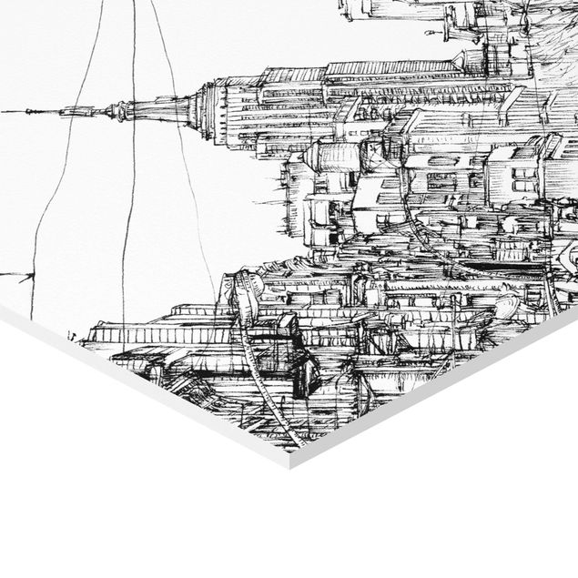 Obraz heksagonalny z Forex 3-częściowy - Studia miejskie - Nowy Jork - Londyn - Rzym