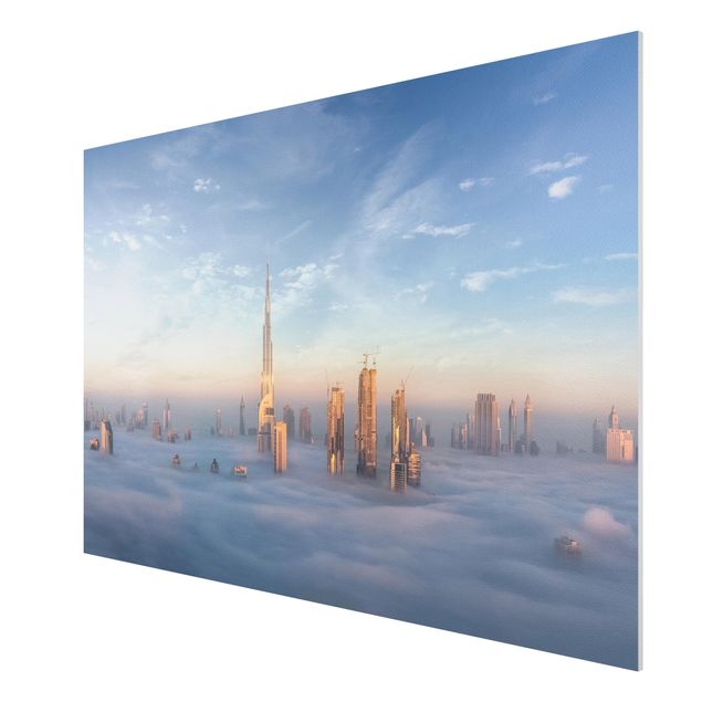 Obrazy do salonu nowoczesne Dubaj ponad chmurami