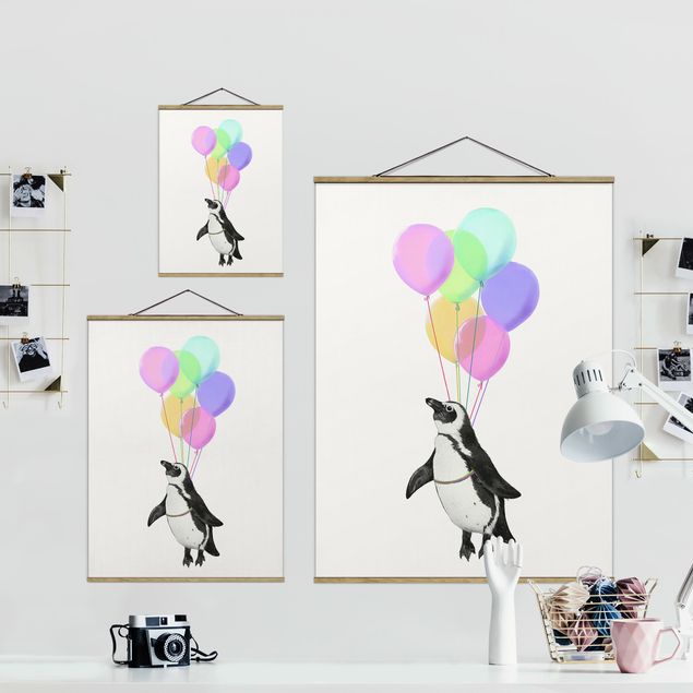 Artystyczne obrazy Ilustracja pastelowych balonów w kształcie pingwina