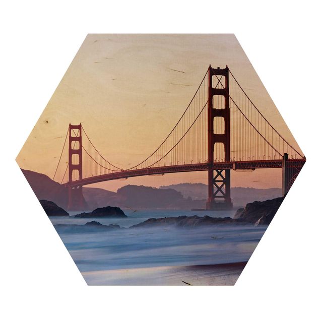 Obraz heksagonalny z drewna - Romans w San Francisco