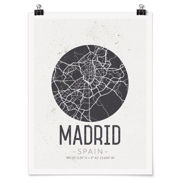 Obrazy powiedzenia Mapa miasta Madryt - Retro