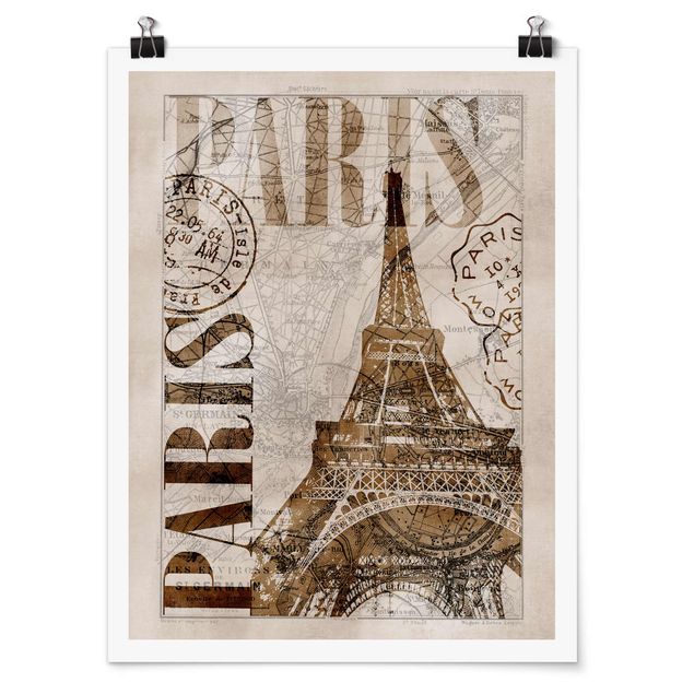Obraz vintage Kolaż w stylu shabby chic - Paryż