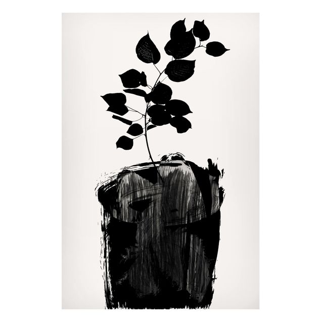 Obrazy do salonu Graficzny świat roślin - czarne liście