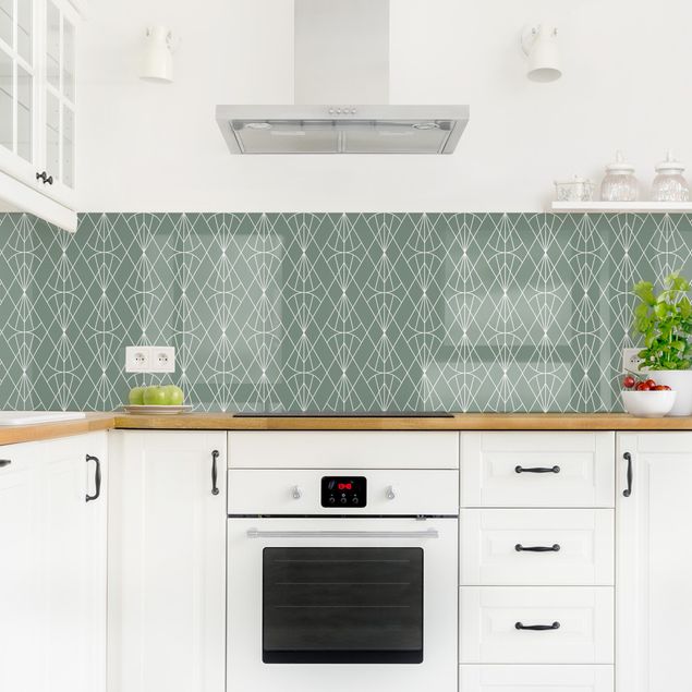 Panel ścienny do kuchni - Art Deco Diamentowy wzór w kolorze Zielony XXL