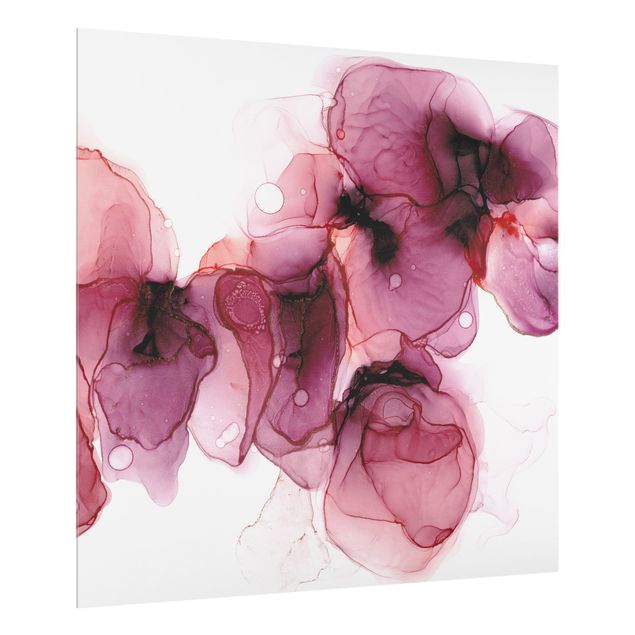 Panel szklany do kuchni - Dzikie kwiaty w kolorze purpury i złota