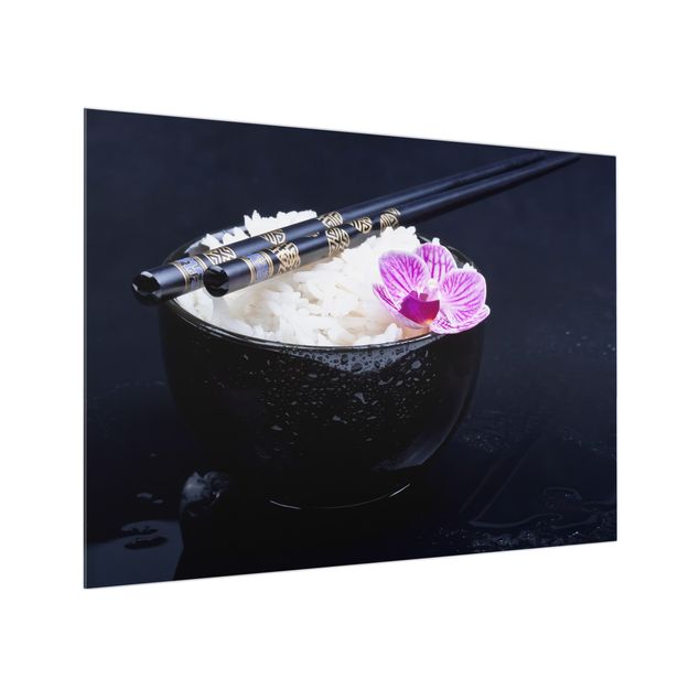 Panele szklane do kuchni Rice Bowl With Orchid