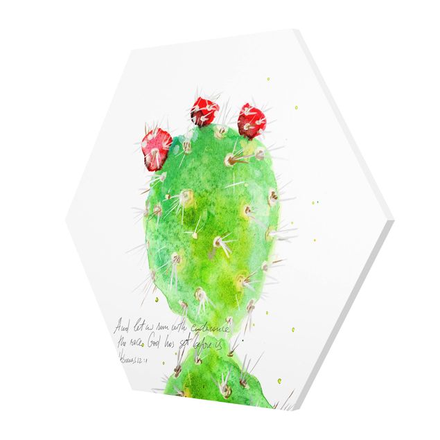 Zielony obraz Kaktus z wersetem biblijnym IV