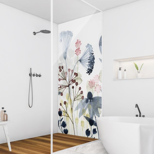 Panele ścienne do łazienki pod prysznic Wild Flowers Watercolour I