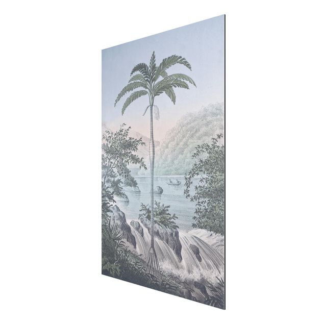 Obrazy krajobraz Ilustracja w stylu vintage - Pejzaż z drzewem palmowym