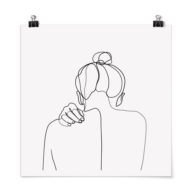 Obrazy portret Line Art Kobieta na szyi czarno-biały
