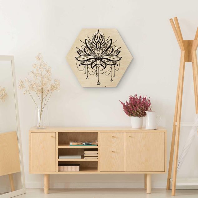 Obrazy drewniane Lotus z łańcuchami