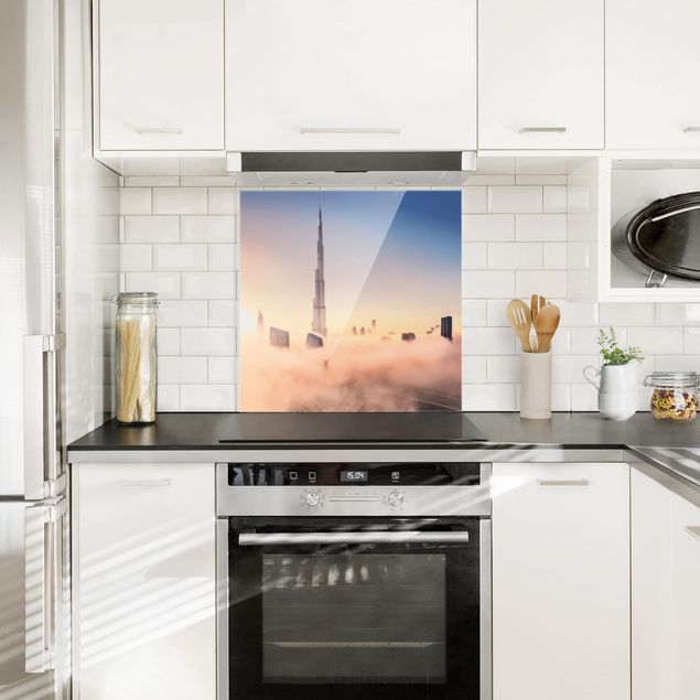 Panele szklane do kuchni Niebiańska panorama Dubaju