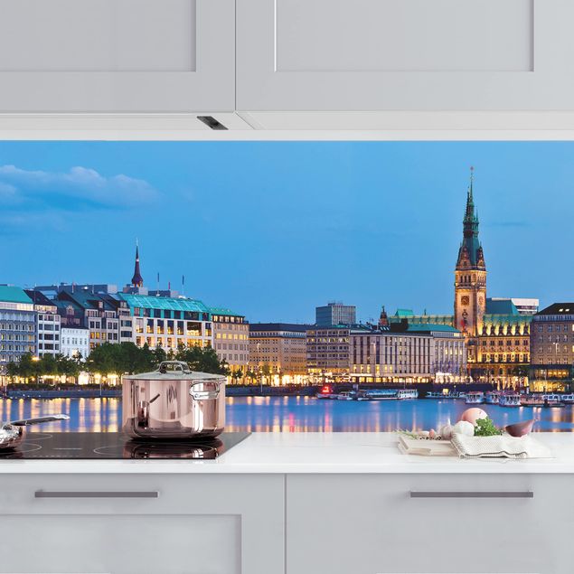 Dekoracja do kuchni panorama Hamburga