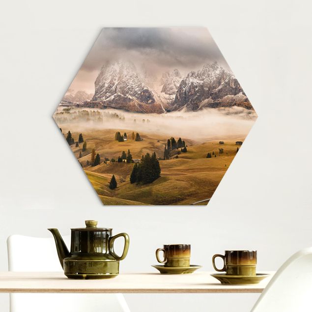 Obraz heksagonalny z Alu-Dibond - Mity Dolomitów