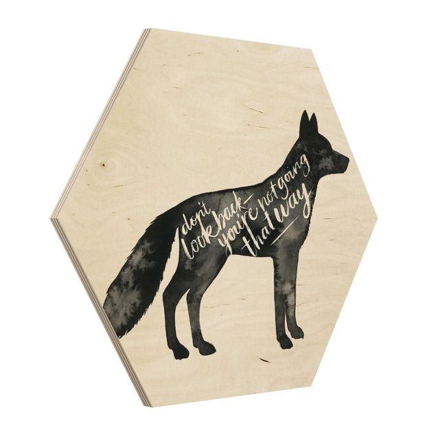 Obraz heksagonalny z drewna - Zwierzęta z mądrością - Lis