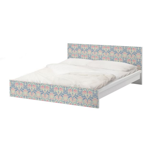 Okleina meblowa IKEA - Malm łóżko 140x200cm - Ornament z lnianego adamaszku