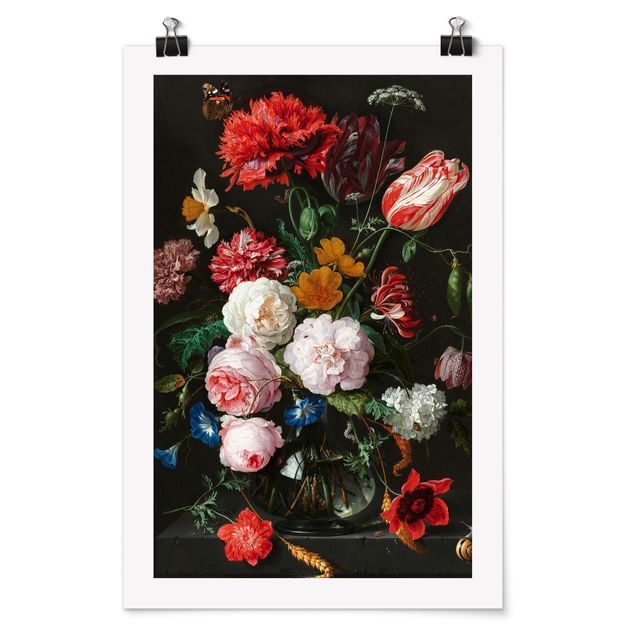 Obrazy martwa natura Jan Davidsz de Heem - Martwa natura z kwiatami w szklanym wazonie