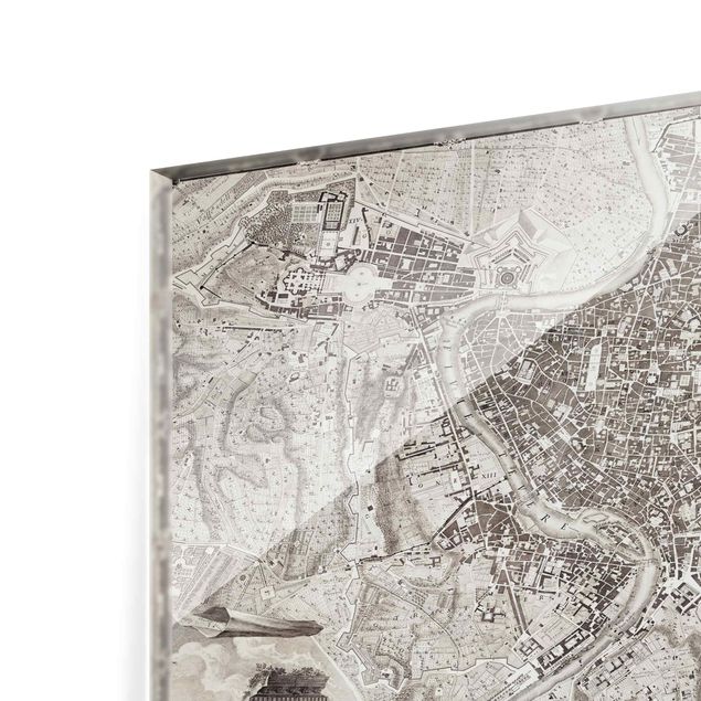 Panel szklany do kuchni - Mapa miasta w stylu vintage Rzymu