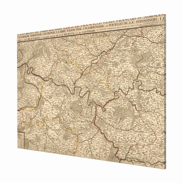 Obrazy z napisami Mapa Francji w stylu vintage