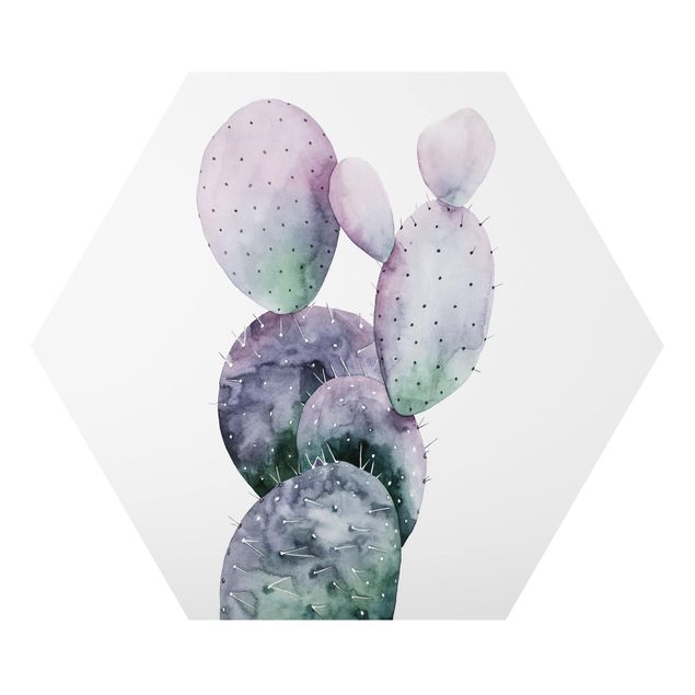 Obraz heksagonalny z Alu-Dibond - Kaktus w purpurze I