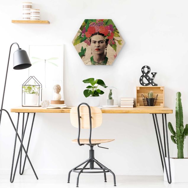Obrazy na ścianę Frida Kahlo - Portret z kwiatami
