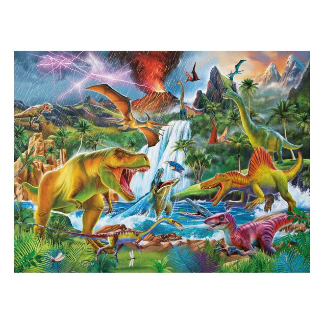 Nowoczesne obrazy Dinozaury w czasie pierwotnej burzy