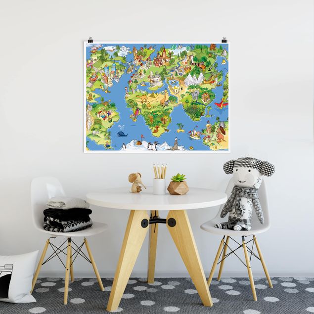 Obrazy nowoczesne Wielka i śmieszna mapa świata