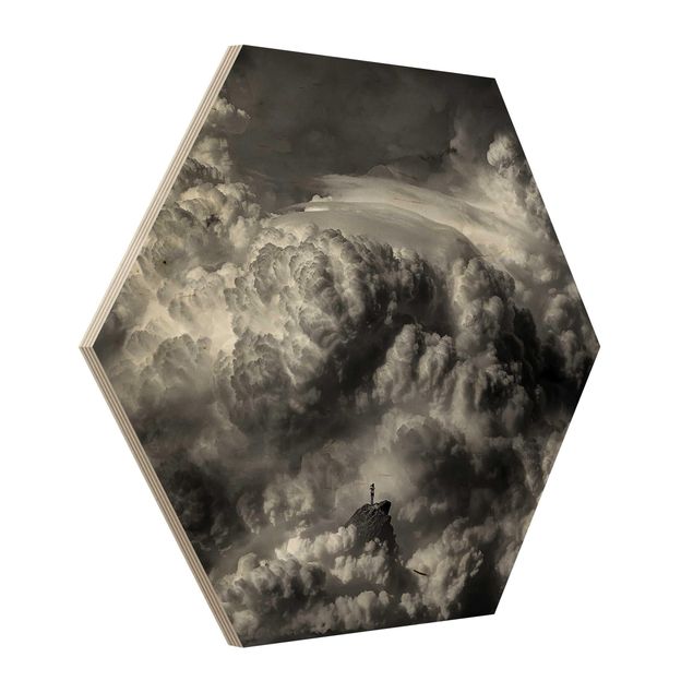 Obraz heksagonalny z drewna - Przygotowuje się burza