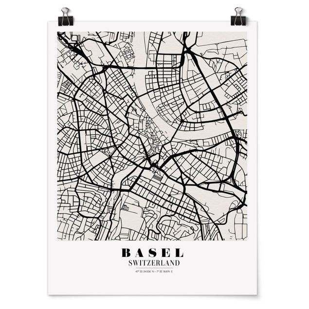 Obrazy powiedzenia Mapa miasta Bazylea - Klasyczna