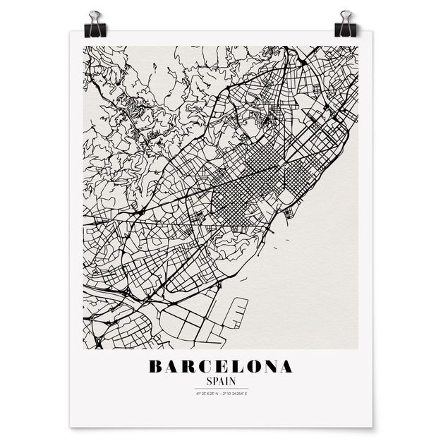 Obrazy z napisami City Map Barcelona - Klasyczna