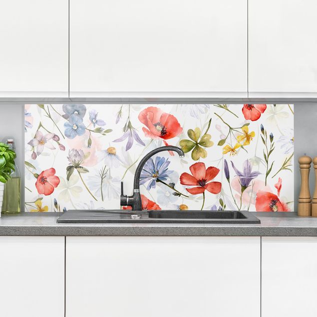 Dekoracja do kuchni Watercolour Poppy With Cloverleaf