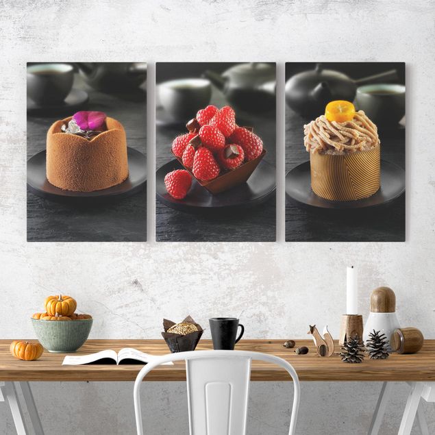 Dekoracja do kuchni Tartaletki czekoladowe z malinami