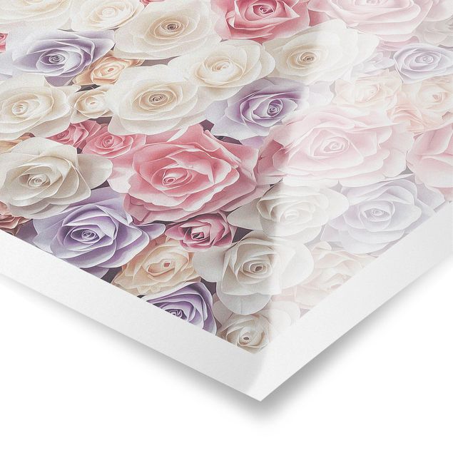 Plakaty na sciane Pastelowe papierowe róże artystyczne
