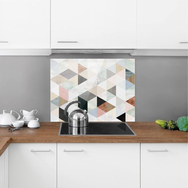 Panel szklany do kuchni Mozaika akwarelowa z trójkątami I