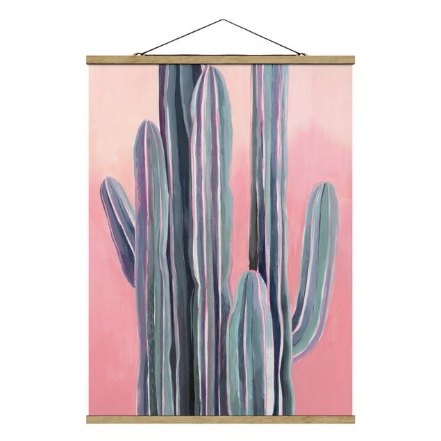 Obraz turkusowy Kaktus na różowo I